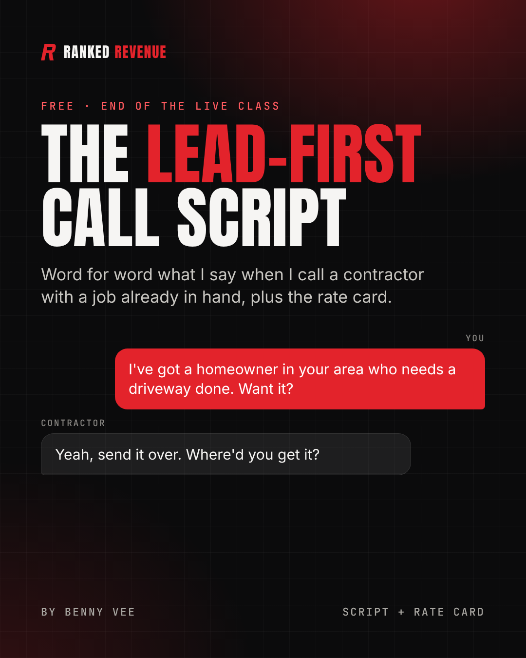 The Lead-First Call Script · your end-of-masterclass gift
