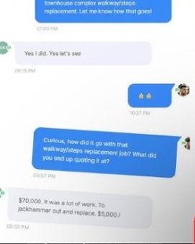 Contractor text: a $70,000 job from a lead