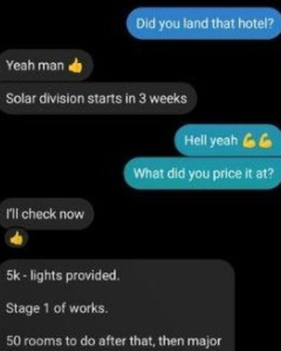 Contractor text: landed a 50-room hotel